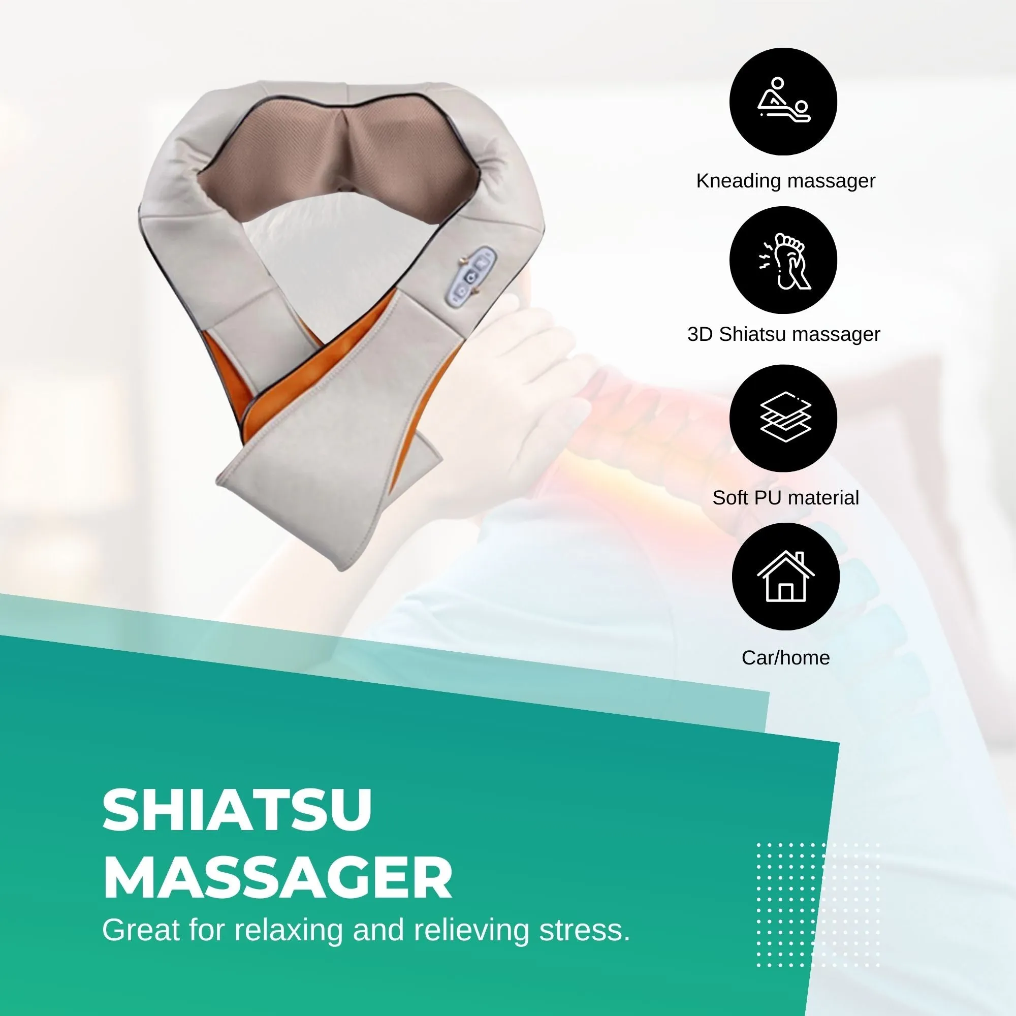 Heated Shiatsu Neck Shoulder Back Massager - 8 Balls