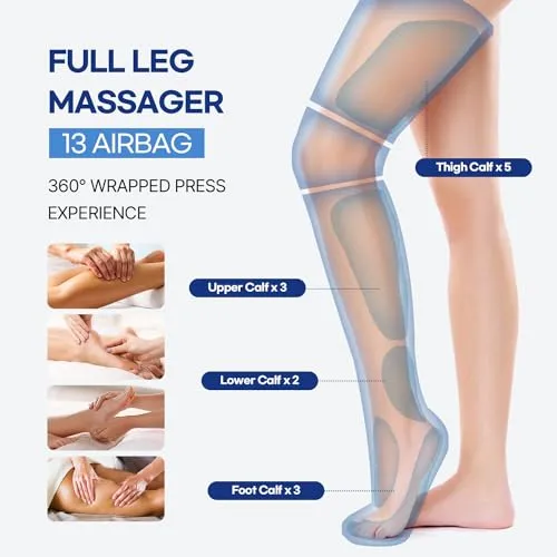 HubiCare Leg Massager Air Compression Leg Massager with Heat and Vibration for Circulation and Pain Relief, 6 Modes with 3 Intensities, Reduce Swelling, Muscles Relaxation