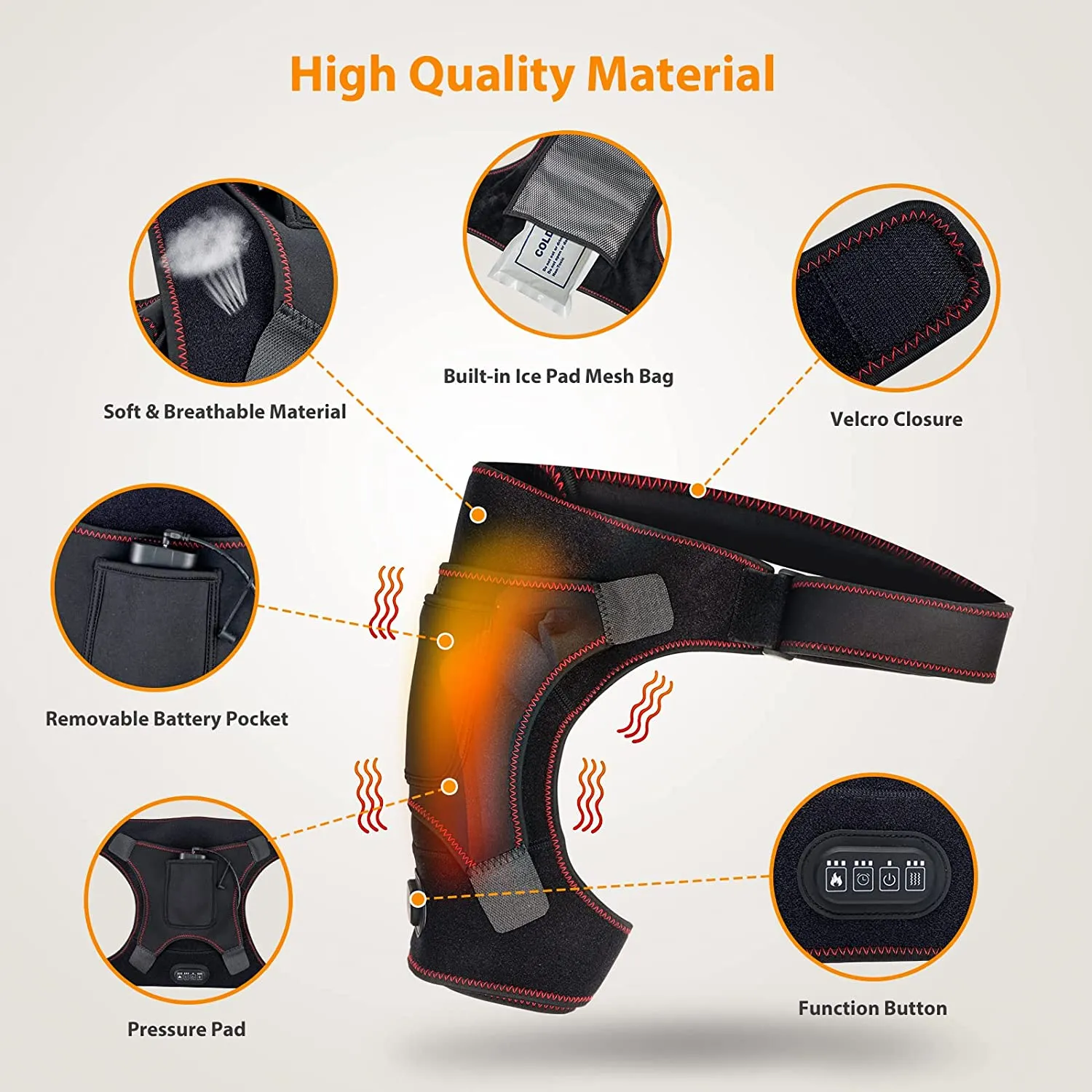 ITEM# 0157   Heated Shoulder Wrap for Men Women, Upgrade Electric Heating Pad Massager with 3 Vibration and Heat Settings and Timer, Shoulder Braces for Rotator Cuff, Joint Capsule, Muscles Pain Relief (Watch Video)