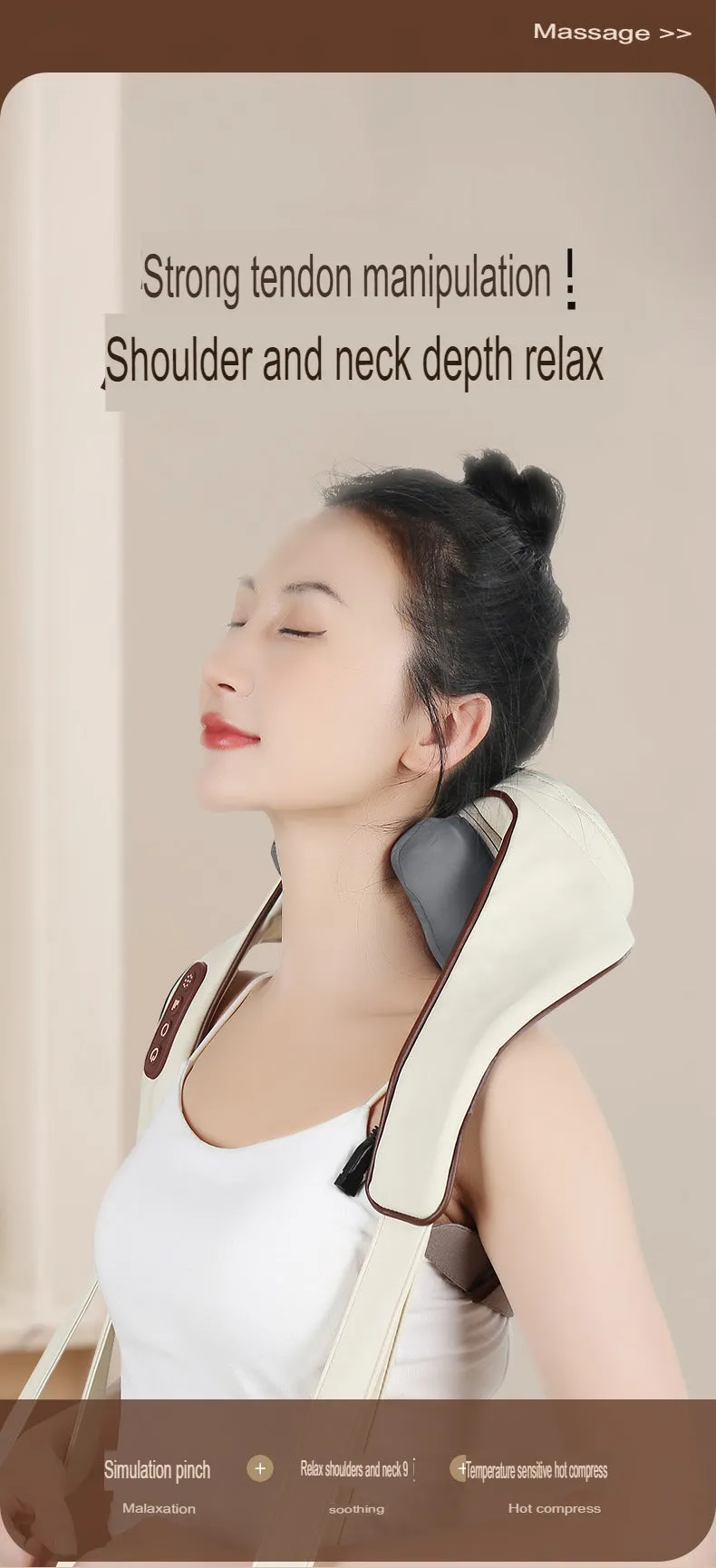 Kneading Shiatsu M Shape Neck Shoulder Massager With Infrared Heating Neck Shoulder Massager | R8