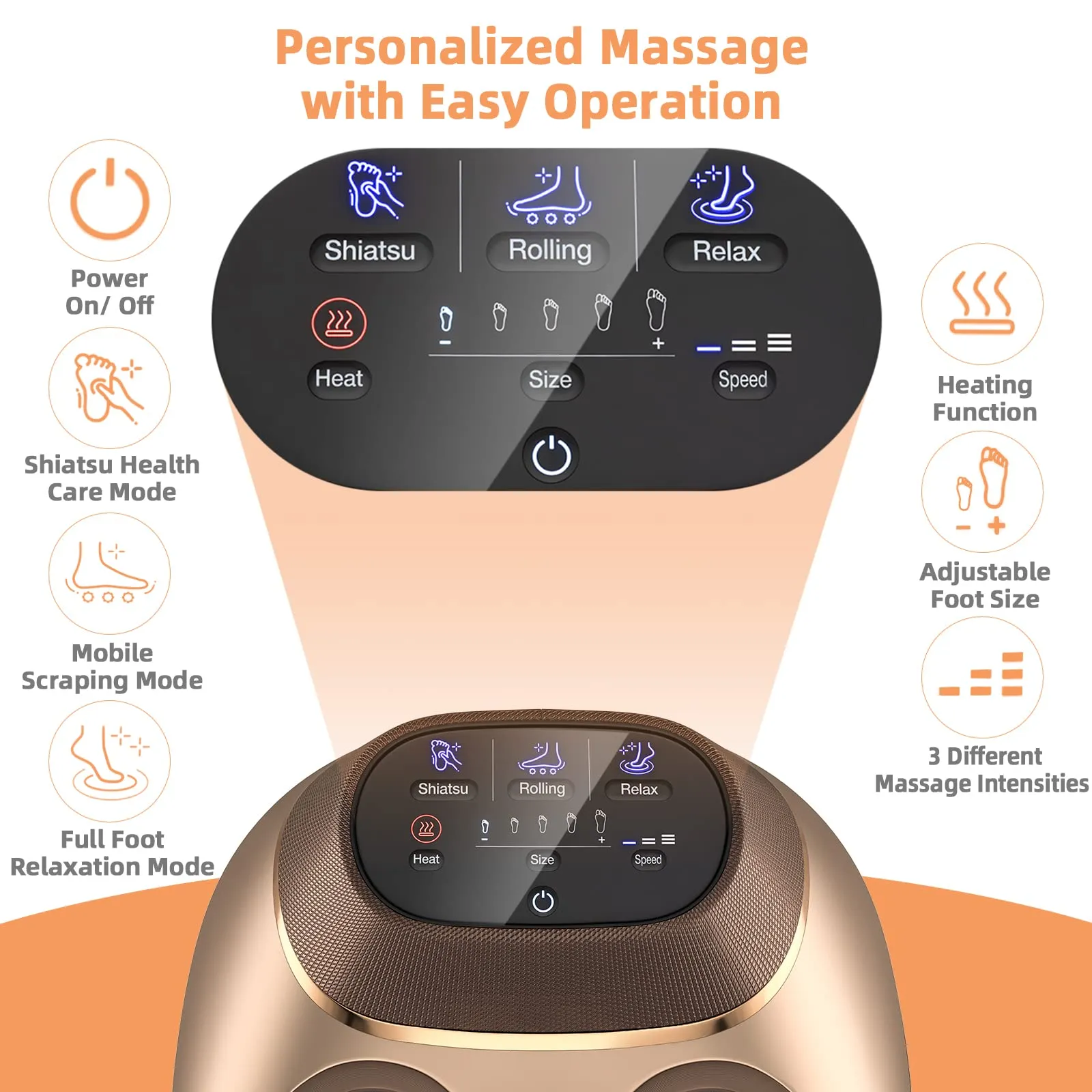 KOMFOTT 3 Modes & Speeds Shiatsu Foot Massager W/ Heat, Kneading, Rolling, Compression, Power-Off Protection