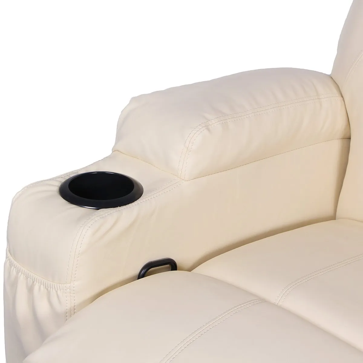 Massage Recliner Chair, Heated PU Leather Rocker Recliner with 360 Degrees Swivel, Cup Holder and Remote Control, Cream