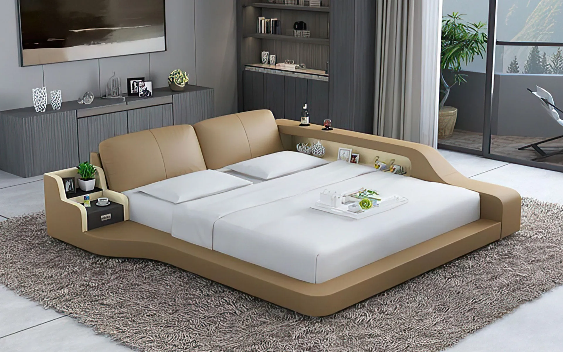 Mcguire Leather Bed With Storage