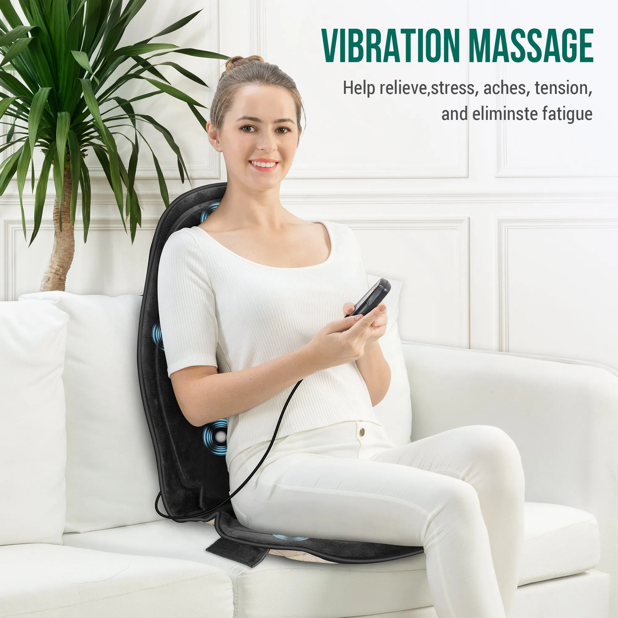 Memory Foam Massage Seat Cushion - Back Massager with Heat (Colored packaging) - SL-262M-2