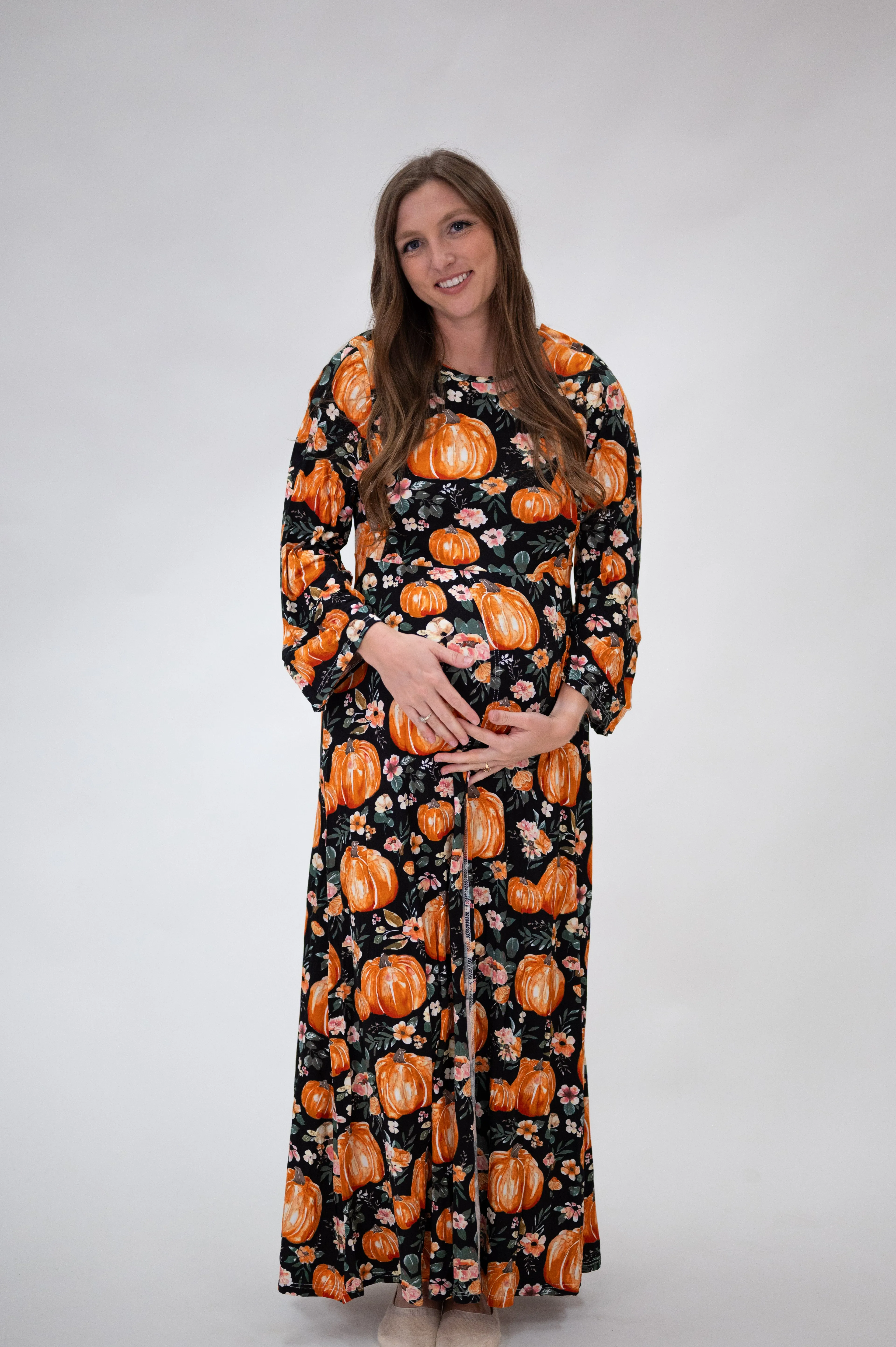 Nadia Labor & Postpartum Gown in Harvest Floral