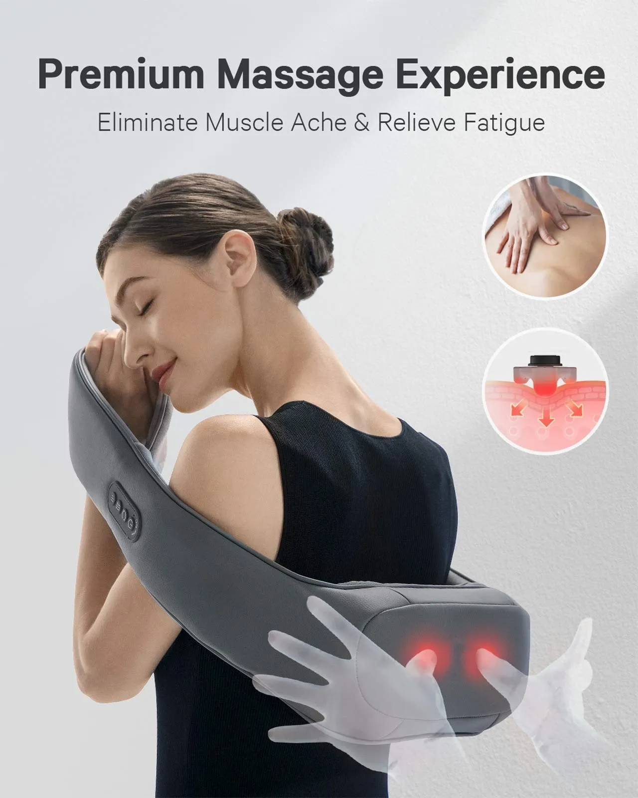 Naipo Cordless Rechargeable Neck Shoulder Massager, Shiatsu Massage