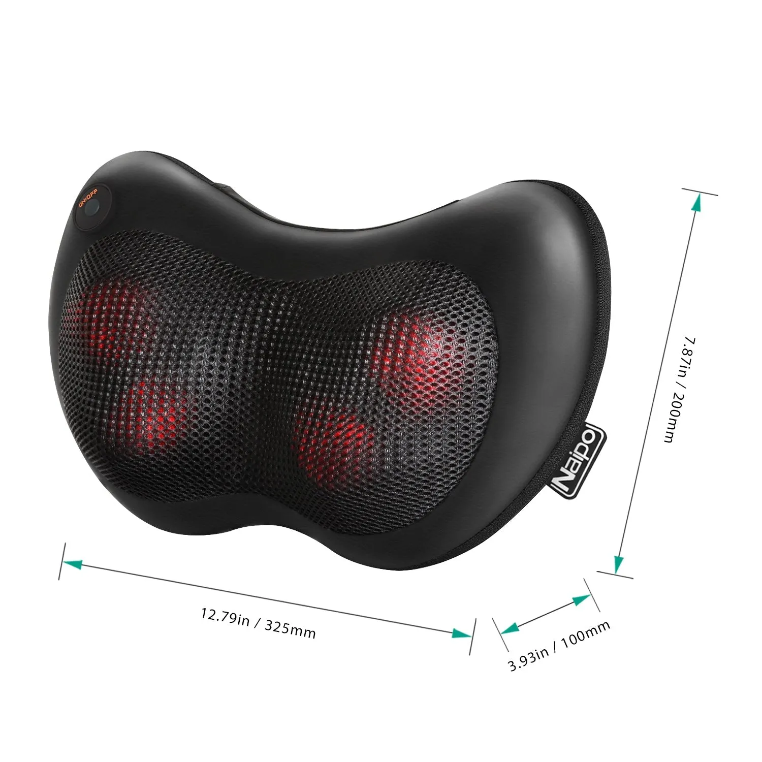 Naipo Neck & Back Massage Pillow with Heat Shiatsu Deep Kneading Massager