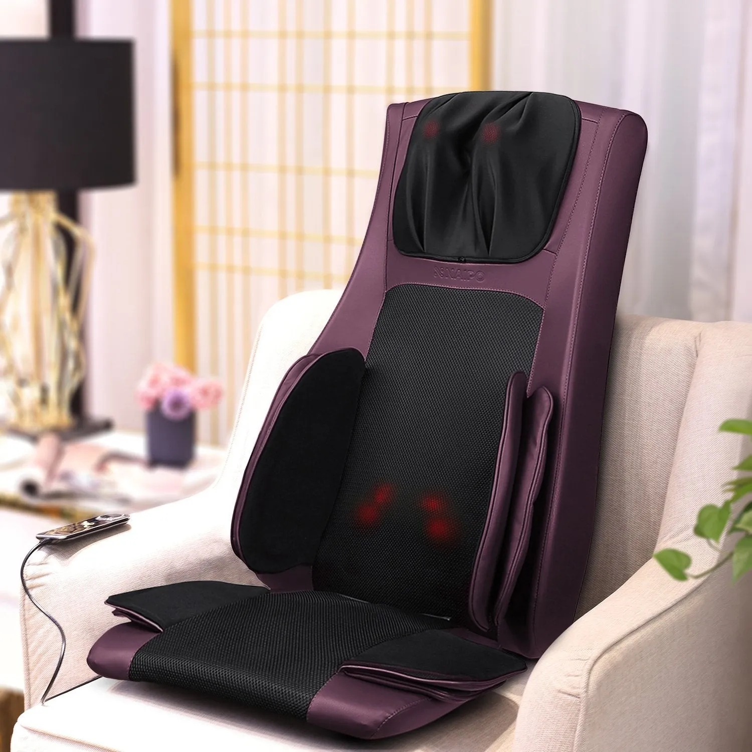 Naipo Neck & Back Massager with Heat and Air Compression (Purple)