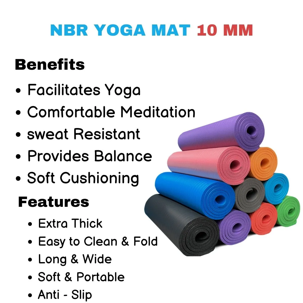 NBR Yoga Mat (Assorted Color)