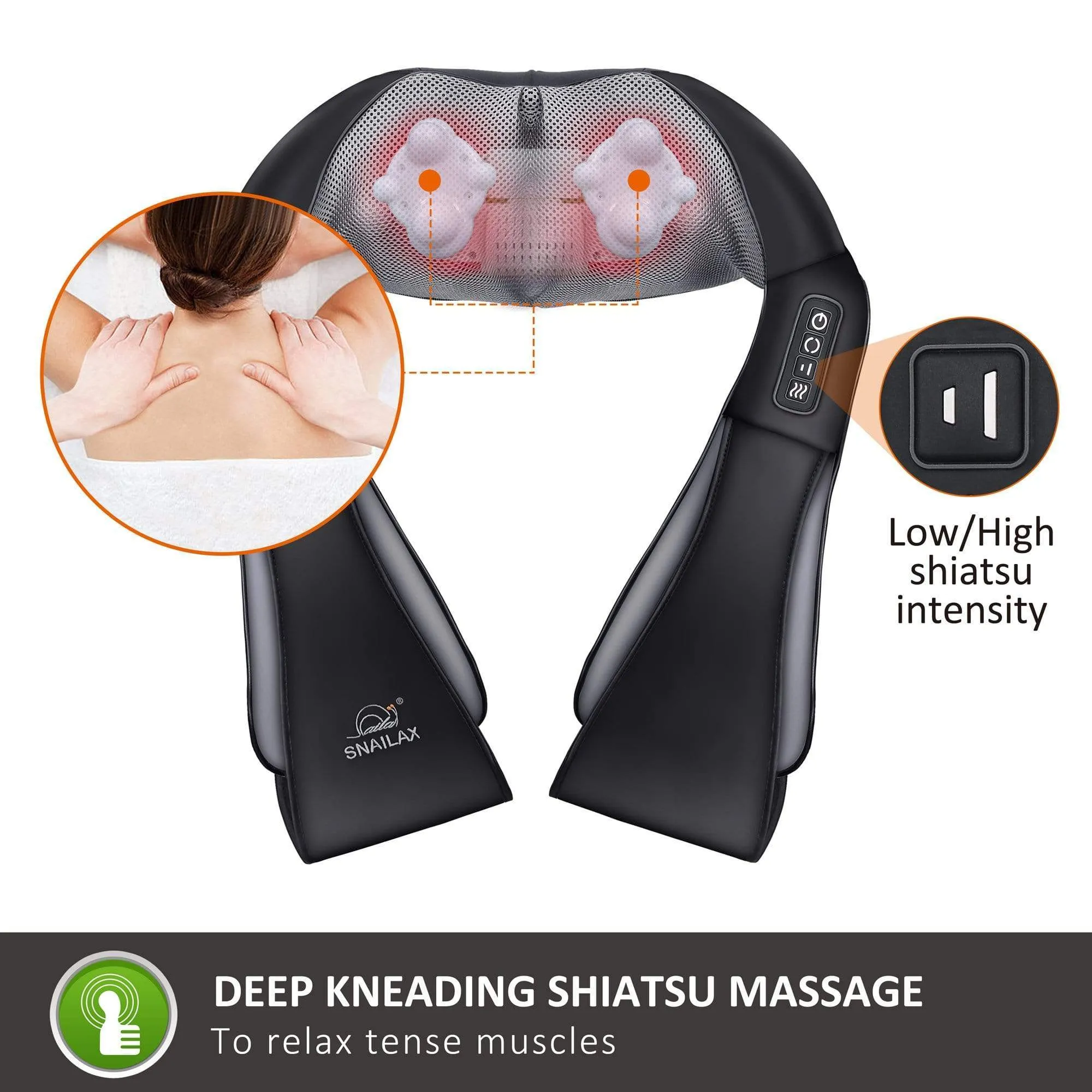 Neck Massager with Heat -Shiatsu Back Massager,Neck and Shoulder Massager with 3D Roller - 632N