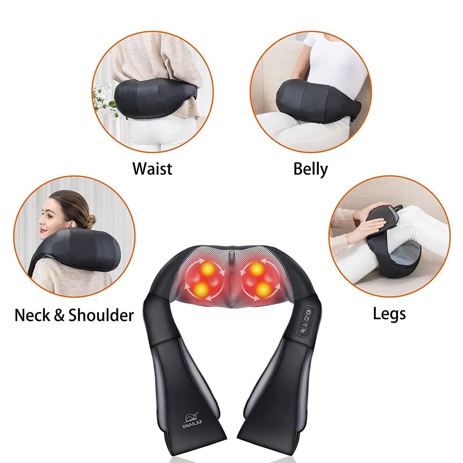 Neck Massager with Heat -Shiatsu Back Massager,Neck and Shoulder Massager with 3D Roller - 632N