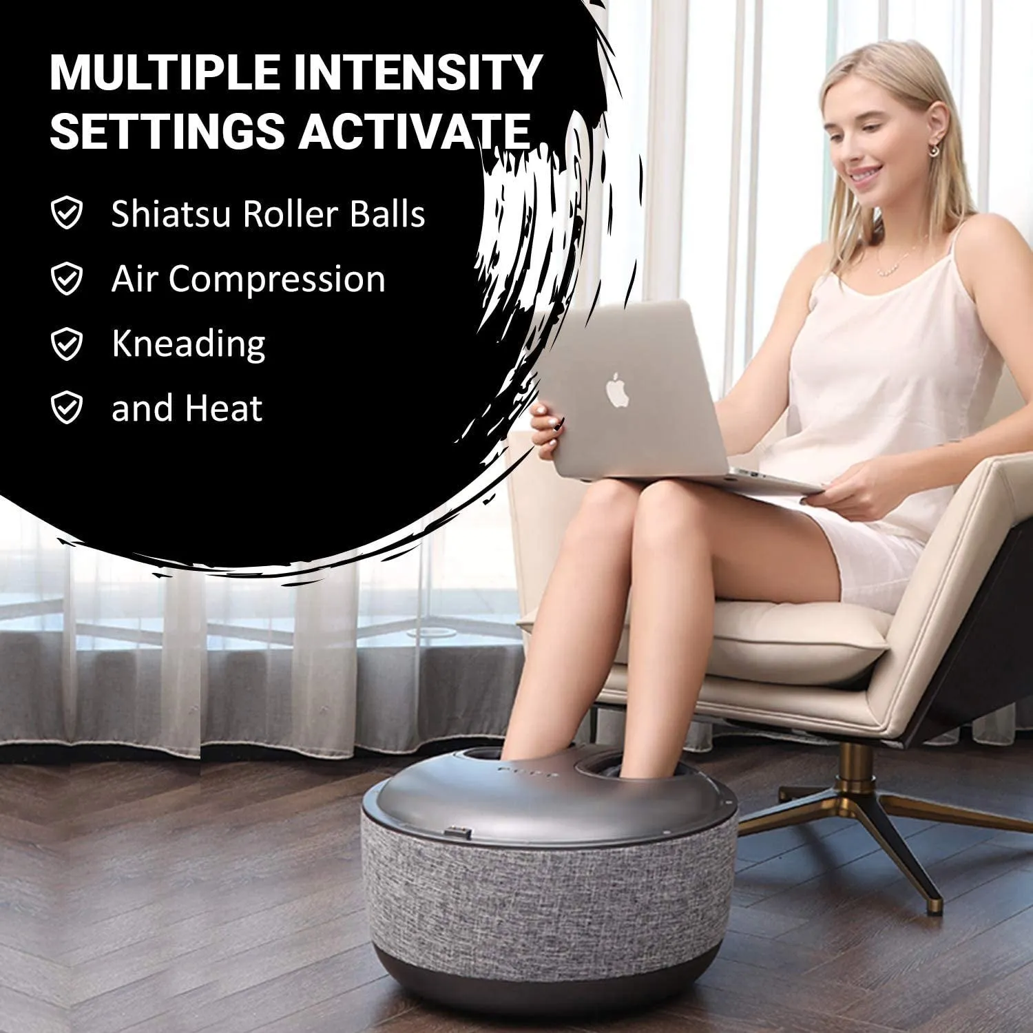 Ottoman Foot Massager by Ottossage, Massaging Ottoman with Removable Lid