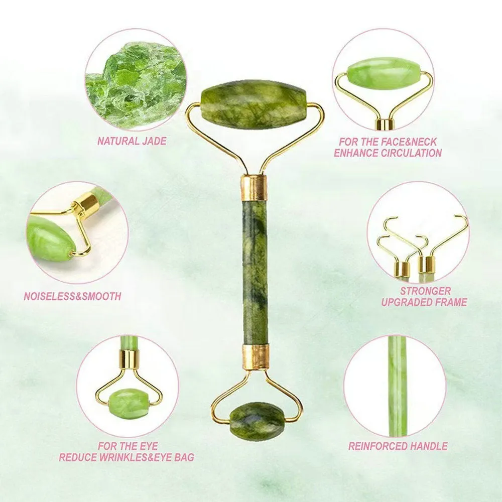 OUGEDA Natural Jade Roller Gua Sha Scraper Facial Skin Care Beauty Health Massage Tools Facial Slim Lift Masssager for Face