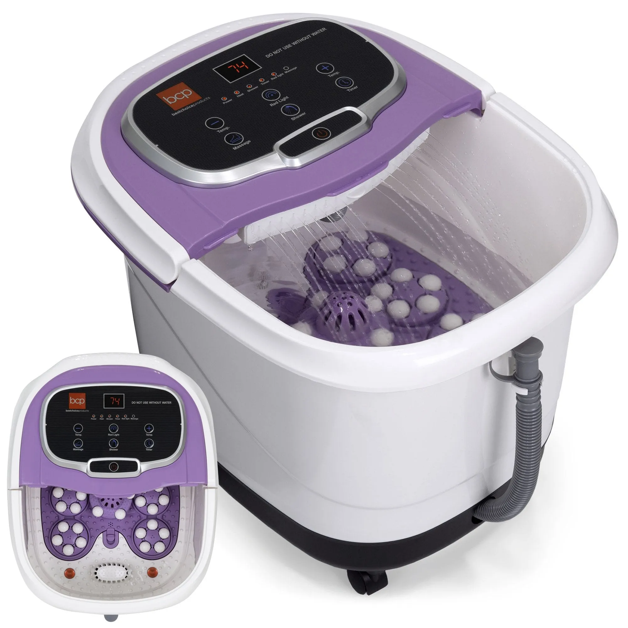 Portable Heated Foot Bath Spa w/ Massage Rollers, Red Light Therapy