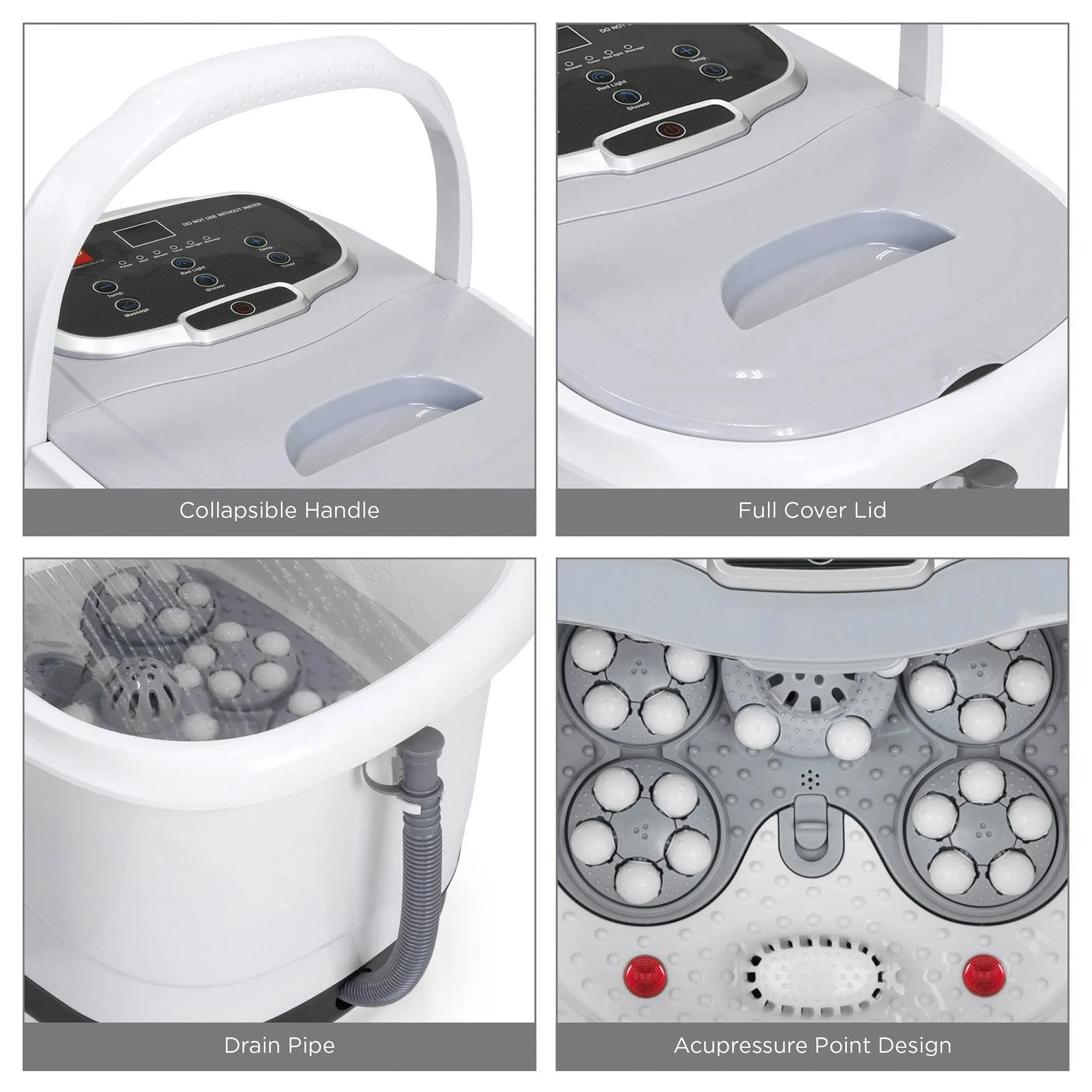 Portable Heated Foot Bath Spa w/ Massage Rollers, Red Light Therapy