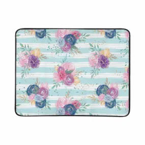 Purple and Pink floral Blue Stripes  Beach Mats 78"x 60"