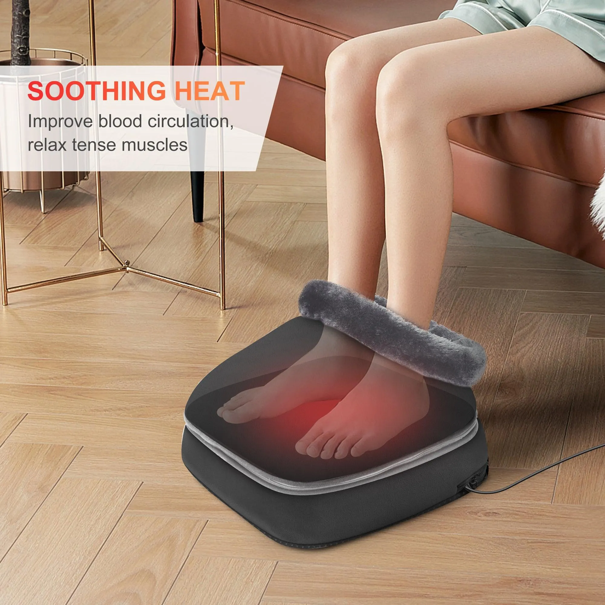 Shiatsu Foot Massager Machine with Heat, 2-in-1 Heated Foot Warmer--CF-5202-UP