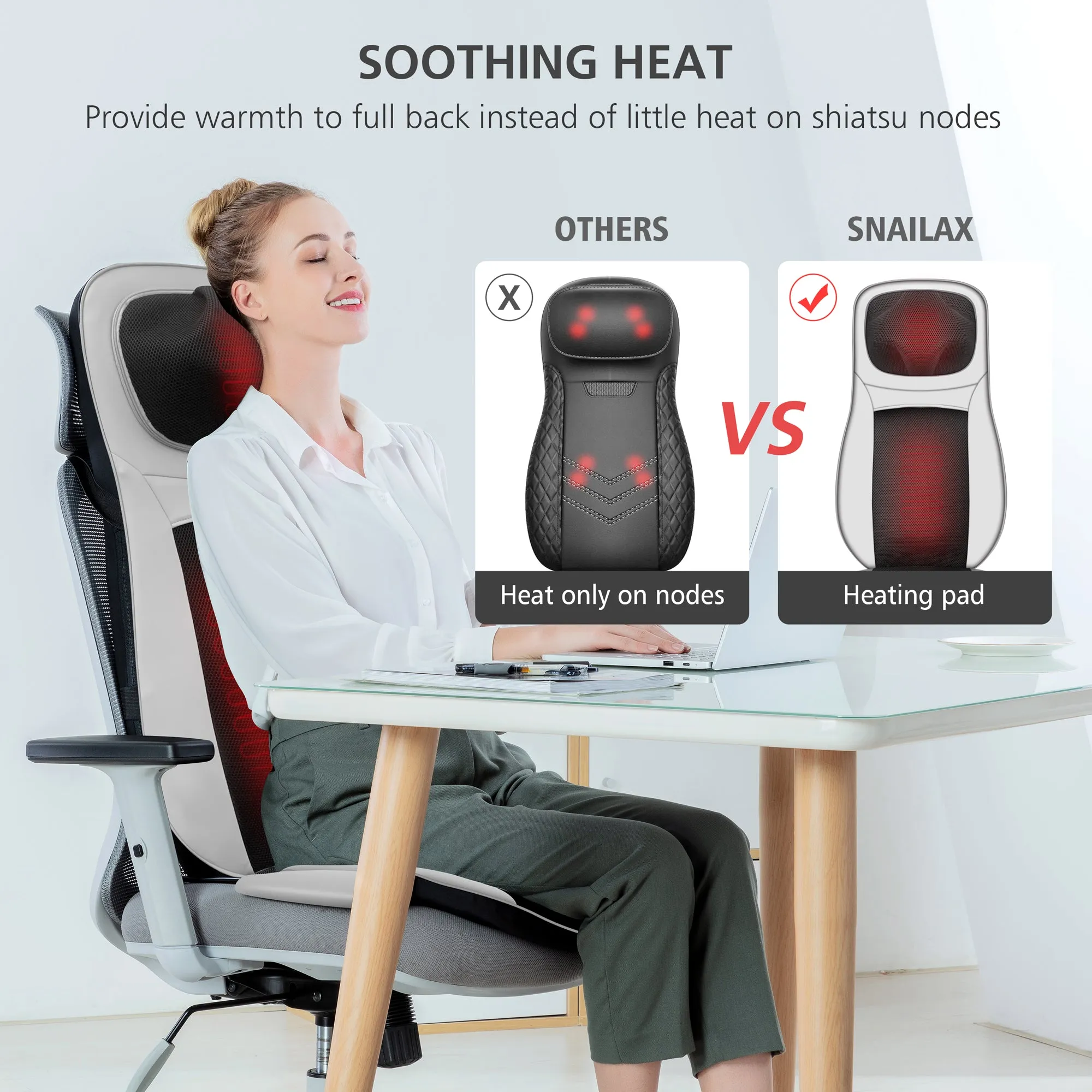 Shiatsu Neck and Back Massager with Heat, Full Body Massage Chair Pad - 233H