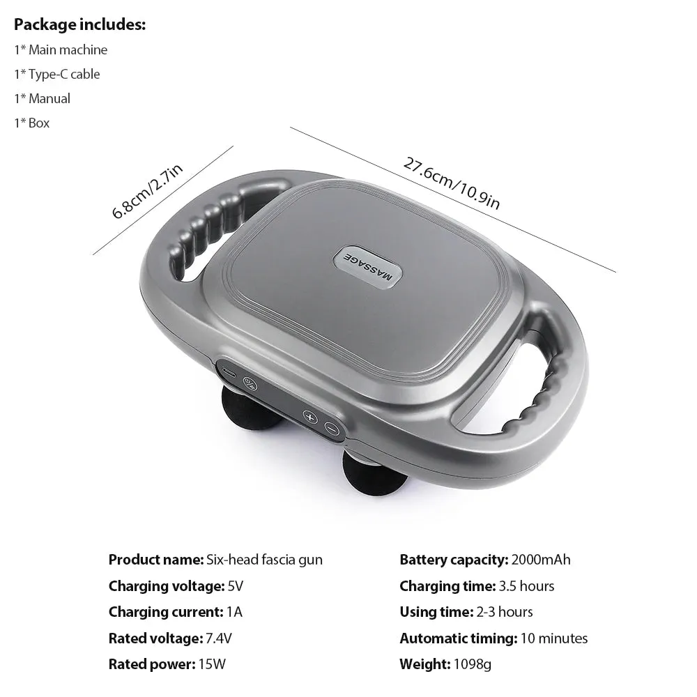 Six-head Fascia Gun High-Frequency Vibration Body Massage