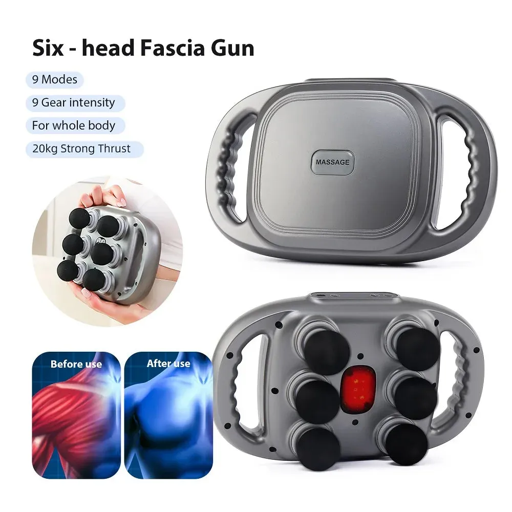 Six-head Fascia Gun High-Frequency Vibration Body Massage