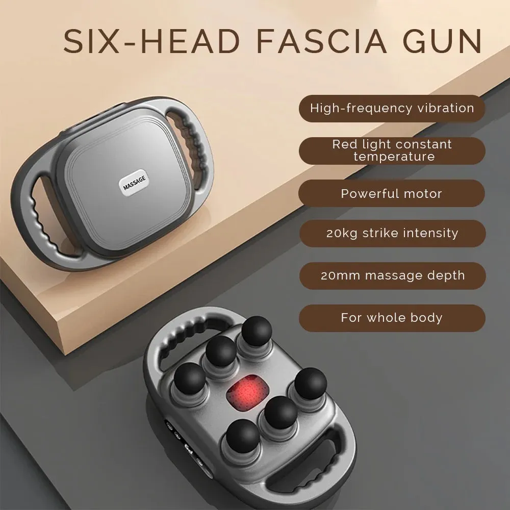 Six-head Fascia Gun High-Frequency Vibration Body Massage