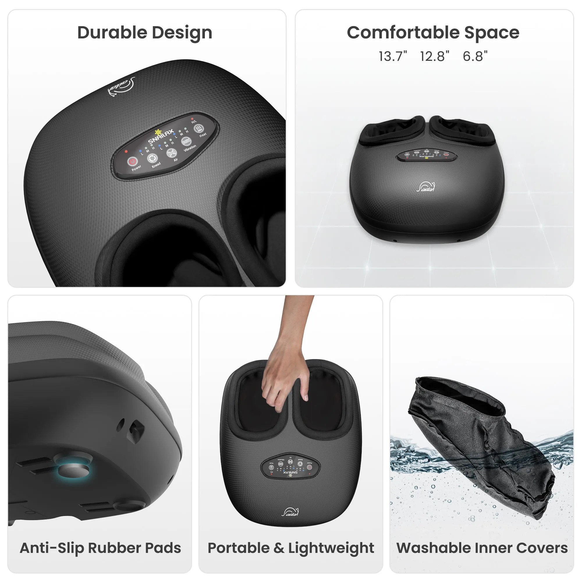 Snailax Electric Shiatsu Foot Massager with Heat Kneading Vibration Compression and Remote Control, Size 13 - SL-52A2RC