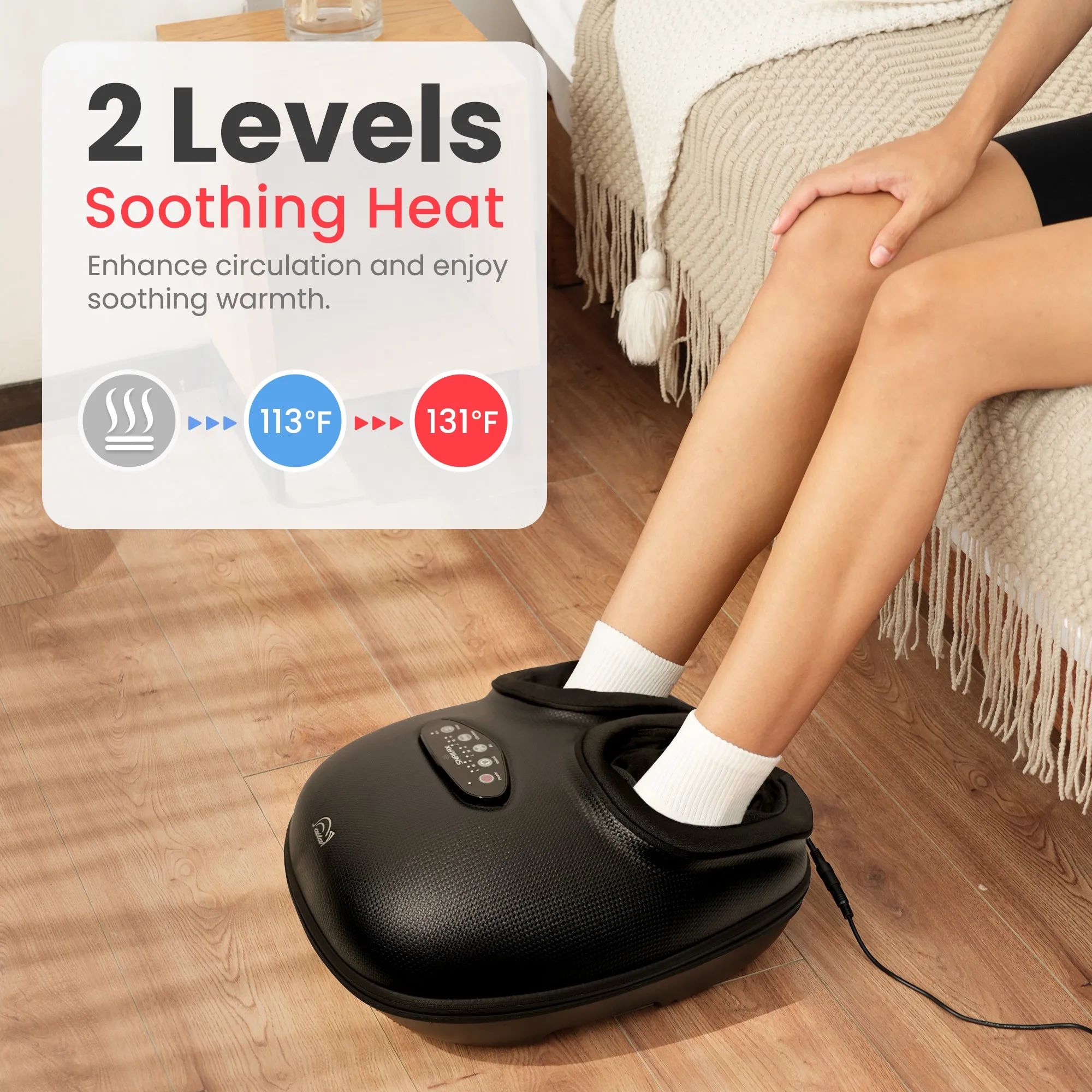 Snailax Electric Shiatsu Foot Massager with Heat Kneading Vibration Compression and Remote Control, Size 13 - SL-52A2RC