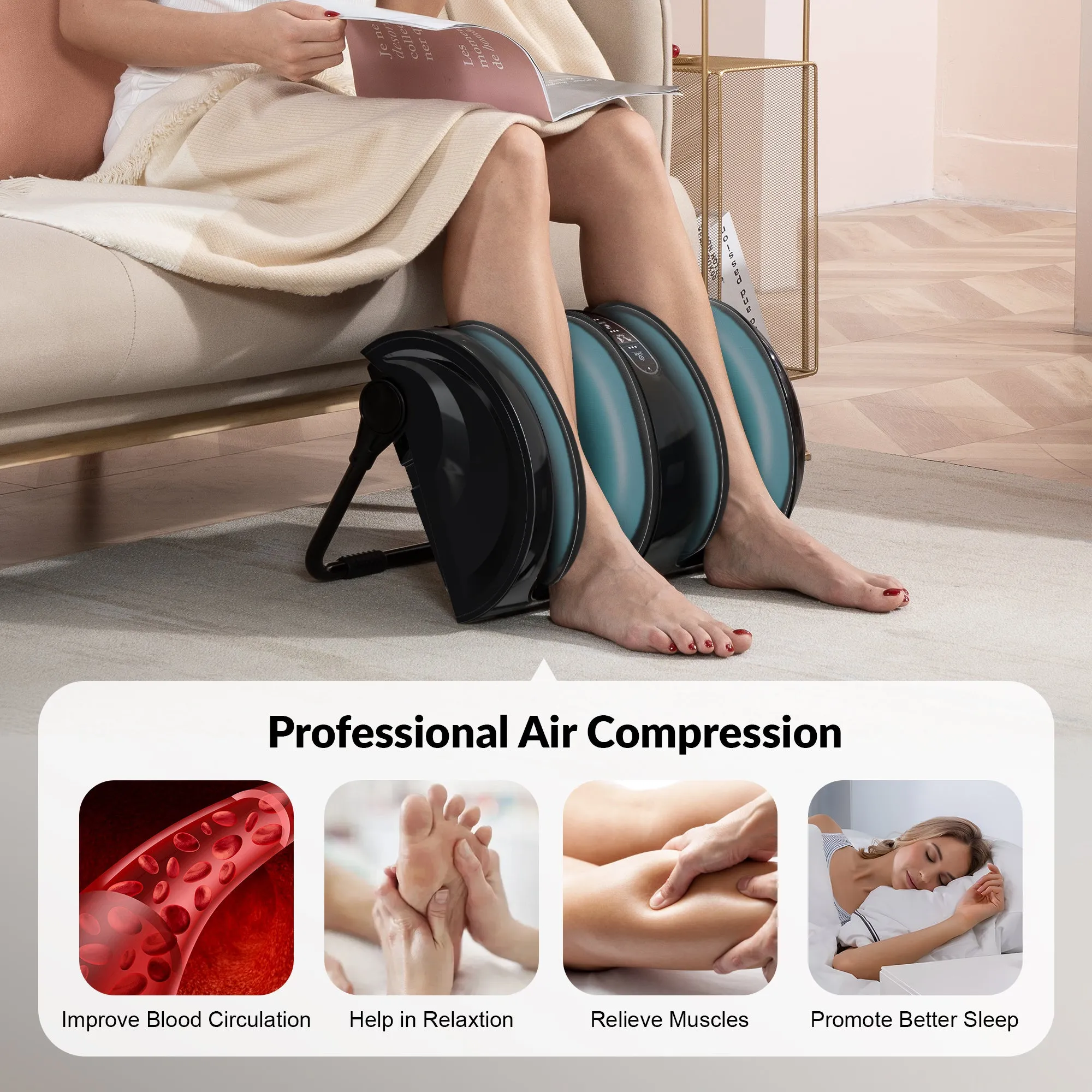 Snailax Shiatsu Foot and Calf Massager with Heat for Plantar Fasciitis, Neuropathy, Improve Circulation, with Remote Control - SL-598RC