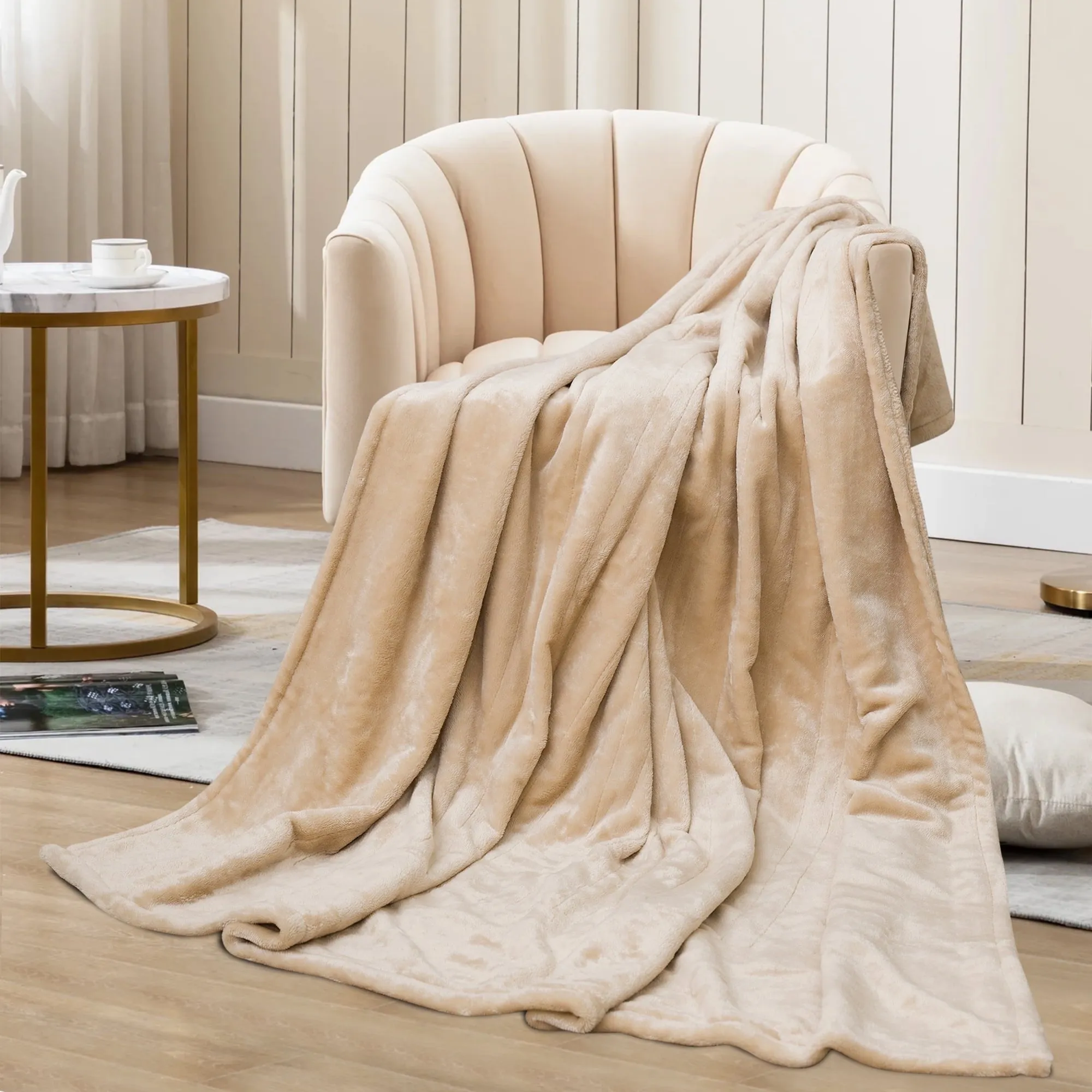 SUNVIVI 60" x 50" Heated Throw Blanket, Auto Shut-Off with 4 Heat Settings, Double-Layer Flannel