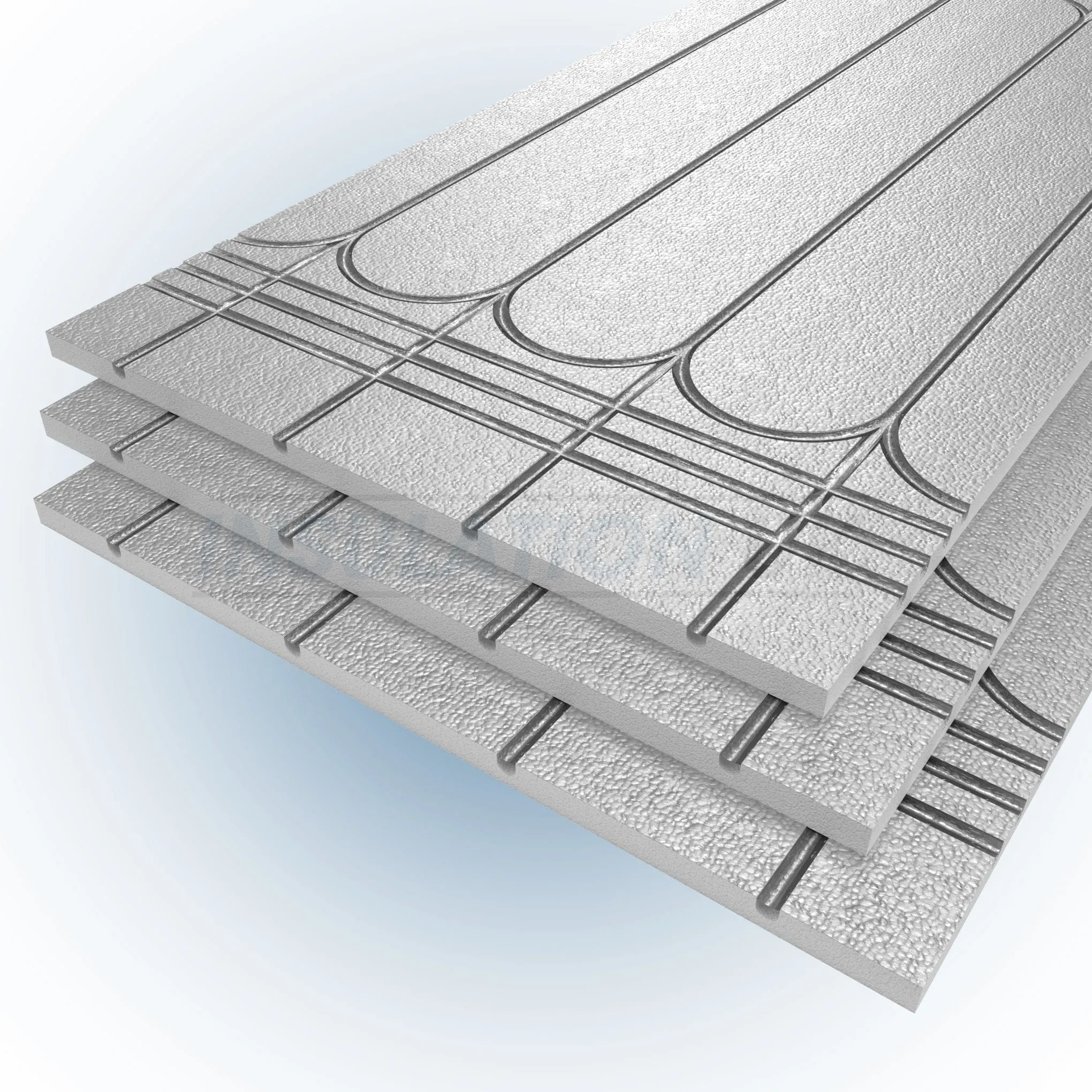 Tekwarm Foiled 400 KPA UFH Board | 1200mm x 600mm x 20mm | 150 centres for 12mm Pipe