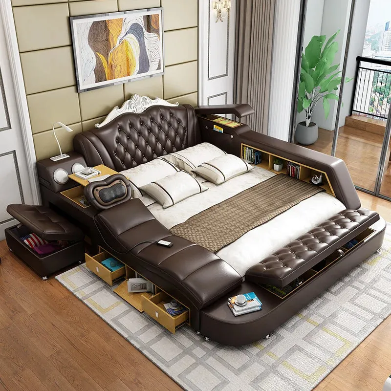 Ultimate Comfort Modern Luxury Leather Dream Smart Bed